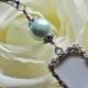 Wedding bouquet & Memorial photo charm with Light blue shell pearl.