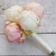 Ivory and Blush Pink Peony Wedding Bouquet - Peony Bud Bouquet