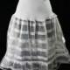 Size 8 Fancy White Petticoat - 1950s Cobweb Tulle - Satin Striped Net - Half Slip - Can Can Style - Pretty Lingerie - 50s Deadstock - 44656