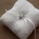 Wedding Ring Pillow, Ring Bearer Pillow for rustic wedding, made from ivory duchess satin and lace fabric