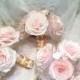Custom Bridal party bouquet package in blush handmade paper Peonies and Roses and gold baby's breath, Wedding party bouquet, Paper Bouquet