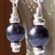 Pretty Purple Pearls. Swarovski Pearl and Sterling Silver Earrings. Bridal Party.