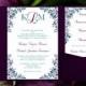 Peacock Wedding Invitations "Kaitlyn" Purple & Teal Pocket Card Printable Templates Directions, Accommodations, RSVP, Reception DIY U Print