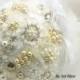 Brooch Bouquet Pearl Jeweled Bouquet in White, Cream and Ivory with Chiffon and pearls- Heavenly