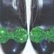 Stunning Emerald Green Glitter Bow Shoe Clips - Valentines, Wedding, Night out