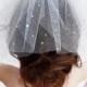 tulle rhinestone birdcage veil, short mini wedding veil, white tulle bridal veil - PETALS - crystals bridal veil, rhinestone, sparkle