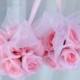 Wedding pomander Pink flower girl kissing ball Wedding decorations Ceremony Aisle pew markers