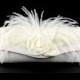 Bridal Clutch - Off White Satin Evening Bag with Ostrich Feathers - Wedding Purse - Bridal Purse - White Bridal Clutch