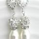 Pearl and Rhinestone Wedding earrings // Cubic Zirconia Bridal Earrings //  Earrings, Rhinestone and Swarovski Pearl Jewelry