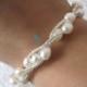 Pearl Bracelet - 8 inches 3 Row 6-7mm White Rice Freshwater Pearl Bracelet - Free shipping
