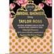 Vintage style Bridal Shower invitation, Floral, Pink Gold Glitter Dots, foil, shabby chic, engagement, Printable Design or Printed Option