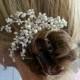 Bridal Pearl Hair Comb, Boho Style Wedding Hair Comb Accessory with Freshwater Pearl Bendable Vines