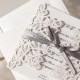 Vintage Gray Ribbon Bow Wedding Invitation Cards Sample; Laser Cut Birthday Invitation Sample - New