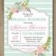 Floral Bridal Shower Invitation. Pastel Colors. Baby Shower. Digital Invitation 0132a