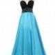 Two Tone Strapless Sweetheart Long Tulle Overlay Satin Bridesmaid Dress with Beads Accents