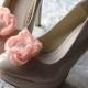 Blush shoe clips Pink shoe flowers Bridesmaids shoe clips Blush bridal clips Pink shoe pins Rhinestone shoe clips Blush bridal flowers