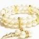 Ivory Pearl Jewelry Set / Bijoux de Mariage / Joya Boda / Bridal Party Gift / Ivory Wedding / Bridesmaid Jewelry / Pearl Bracelet  Set