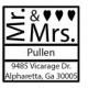 Square Mr. and Mrs. Return Address - Custom Rubber Stamp - Deeply Etched - You Choose Size