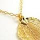 Gold Aspen Leaf Necklace Nature Jewelry Autumn Gold Jewelry Gift Spring Bridal Jewelry Wedding Sale