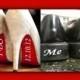 I Do  and Me Too - Vinyl Shoe Decals Wedding Date Included - Bride & Groom Shoe Decal Set - 1.00 SHIPPING