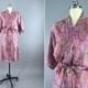 Silk Robe / Silk Sari Robe / Silk Kimono Robe / Vintage Indian Sari / Silk Dressing Gown Wedding Lingerie Boho Bohemian Pink Brocade Paisley