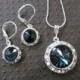 Montana Blue Swarovski Crystal Bridesmaid Jewelry Set/ Bling Earings/ Bridesmaid Jewelry/ Wedding Jewelry