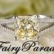 2.5 Carat Man Made Yellow Diamond Engagement Ring / Promise Rings, Cushion Cut Split Shank Halo Set in 925 Sterling Silver ( FairyParadise )