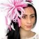 White/Hot Pink 2 Colour Fluffy Crin Fascinator Hat for Kentucky Derby, Weddings and Parties on a Headband (in 20 colours)