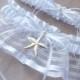 Beach Wedding Garter Starfish Garter Set White Sheer Organza White Satin Wedding Bridal