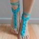 Crochet Blue Barefoot Sandals, Foot jewelry, Bridesmaid gift, Barefoot sandles, Beach Sandles, Wedding shoes,Summer Shoes