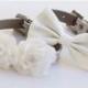 White Wedding Dog Collars -Two Chic  Wedding Dog Collars, white dog bow tie and Floral Dog Collar