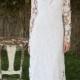 bohemian wedding dress. crochet lace long sleeve boho wedding dress gown. simple elegant dress. WHITE or IVORY. vintage inspired