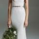 Elegant strappy v neck all lace sheath wedding dress