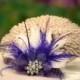 Hair Comb or Clip Royal Purple & Ivory / Black / White / Feathers Rhinestone. Bride Bridal Burlesque Couture Glitz, Winter Pantone Statement