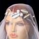 Silver Color Rhinestone Beaded  Bridal Leaf Head band Greek Inspired Wedding Accessories Headpiece Head Piece