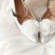 White Organza Flower Shoe Clips - Wedding Shoes Bridal Couture Engagement Party Bride Bridesmaid - Soft White