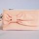 Promotional sale   - -Peach,Bow wristelt clutch,bridesmaid gift ,wedding gift ,make up bag,zipper
