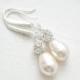 Bridal Earrings, Teardrop Pearl Earrings, Pearl Drop Earrings for the Bride, Art Deco Wedding Earrings