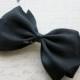 Black Satin Bow Hair Clip - Fully Lined Clip - French Style Barrette - Wedding Hair Accessories - Free Standard Shipping (USA)