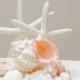 Beach Wedding Cake Topper with Starfish, Seashells and Pearls