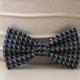 Dog Bow / Bow Tie - Black w Gray Houndstooth