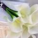 Calla lily Wedding bouquet white plum purple real touch bridal bouquet