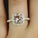 Barra 9mm Princess Size 14kt Yellow Gold Morganite and Diamonds Cushion Halo Engagement Ring (Other metals and stone options available)
