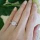 3/4 Carat Halo Wedding Set, Man Made Pink & White Diamond Simulants, Art Deco Engagement Rings, Vintage, Bridal, Promise, Sterling Silver