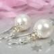 White Pearl Earrings - Swarovski Pearl Earrings - Pearl Bridesmaid Gift - Wedding Jewelry - Pearl Bridal Jewelry - White Pearl Drop Earrings