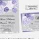 Purple Outdoor String Lights Wedding Invitation Suite- Romantic Country Printable Wedding Invitation w/ Lavender Hanging Flowers DIY