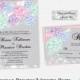 Romantic Pastel Wedding Invitation Suite- Printable Whimsical Backyard Wedding Invitation- Pink Mint Purple Blue Flowers & String Lights DIY