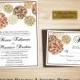 Fall Floral Country Wedding Invitation Suite- Printable Romantic Backyard Wedding Invitation w/ Copper Brown Pom Poms -DIY Classy Invite