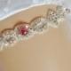 Fuchsia Pink Wedding Garter, Rhinestone Wedding Garter Belt, Regular or Queen Size Garter, Hot Pink Bridal Garter, Garder, Bling Garter