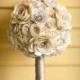 Pearls and Crystals Custom Paper Flower Wedding Bouquet